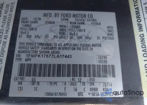 2007 Ford Expedition El Eddie Bauer from USA, damaged, VIN 1FMFK17577LA17443